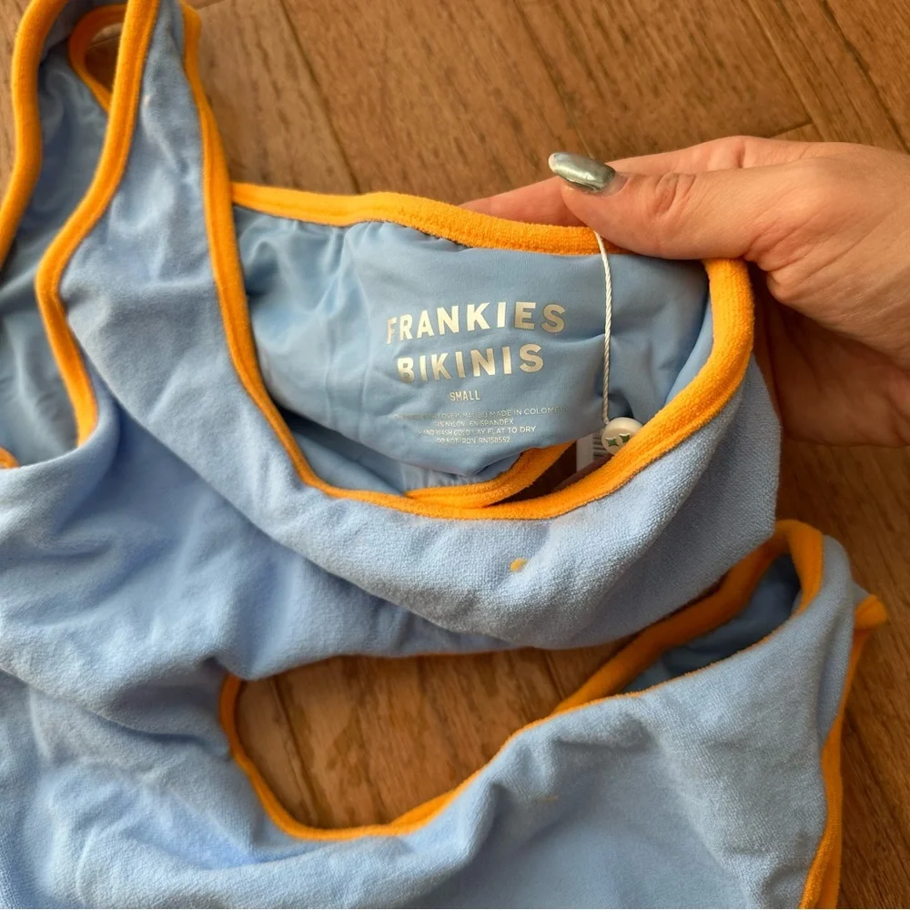 Brand New (NWT) Frankie’s Bikinis Cash Terry One Piece Swimsuit - Bluebird